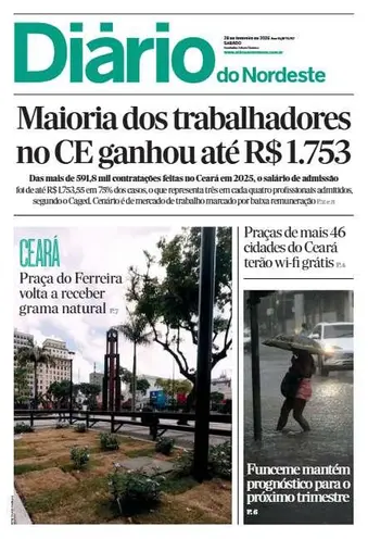 Capa da Edição do dia do jornal Diário do Nordeste
