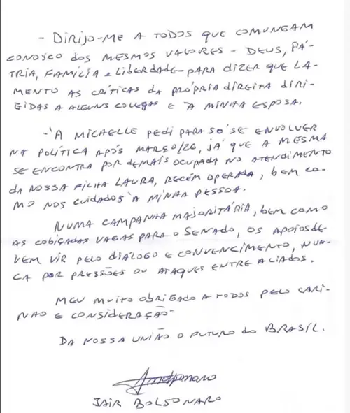 carta escrita varias palavras.