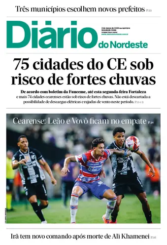 Capa da Edição do dia do jornal Diário do Nordeste