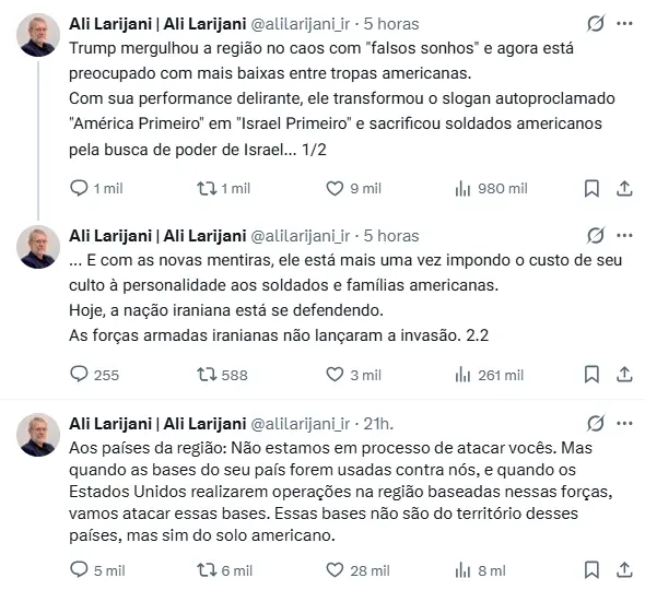 Chefe de segurança postou uma série de falas contra o presidente americano.