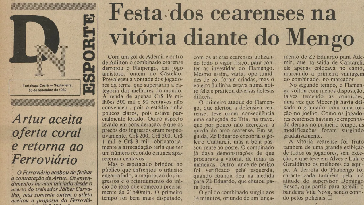 Matéria do Diário do Nordeste sobre a vitória do combinado cearense