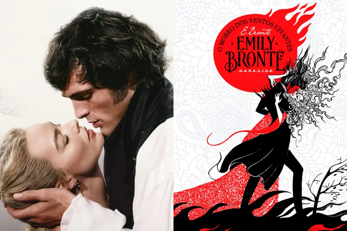 Imagem de capa do filme O Morro dos Ventos Uivantes e da capa do livro lançado pela DarkSide.