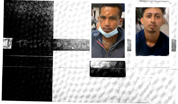 suspeitos presos foto preto e branco pedaço de ripa.