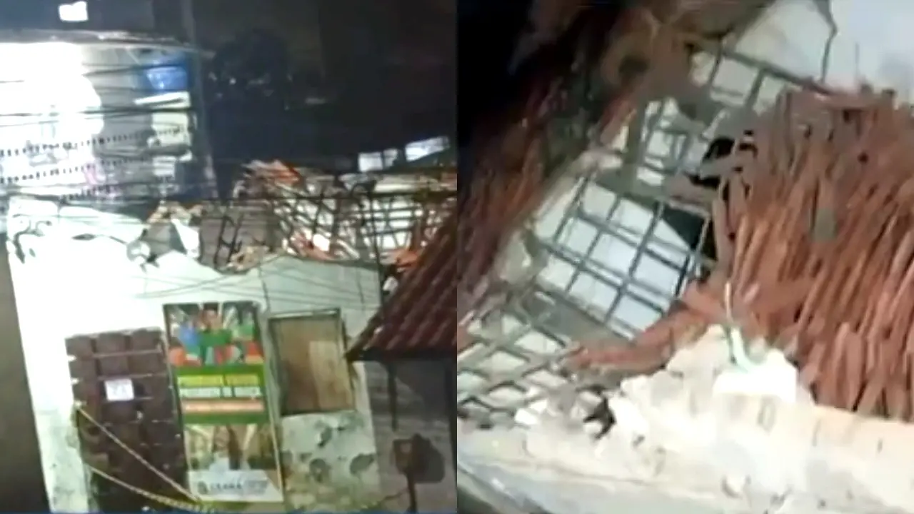 Telhado desabou, além de paredes.