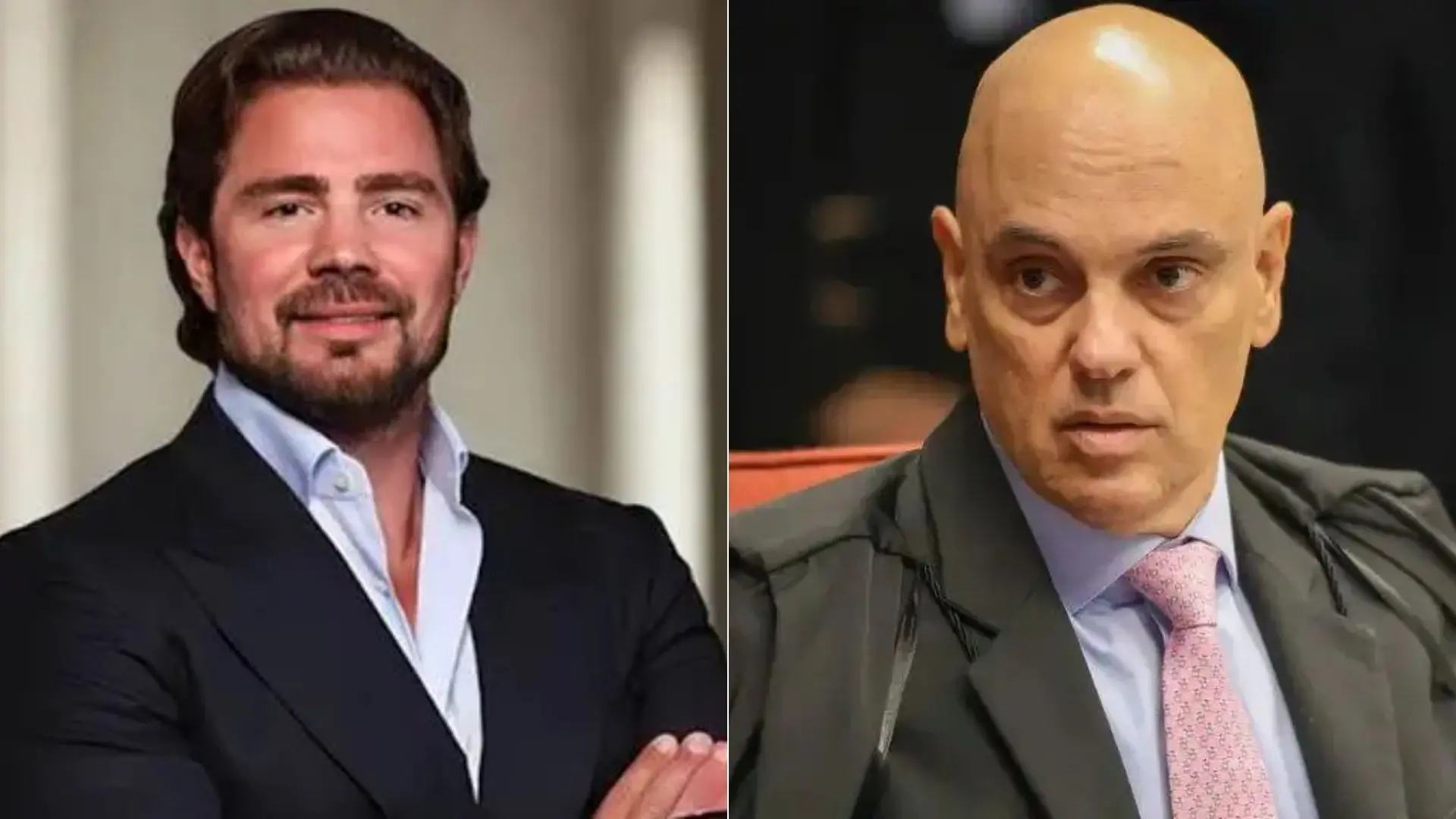 montagem de fotos de Daniel Vorcaro e Alexandre de Moraes.