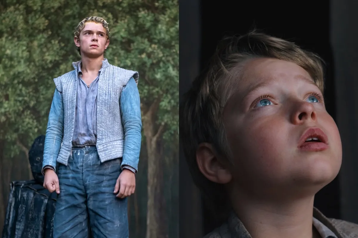 No filme, os irmão Noah Jupe (esquerda) e Jacobi Jupe (direita) interpretaram, respectivamente, Hamlet e Hamnet.