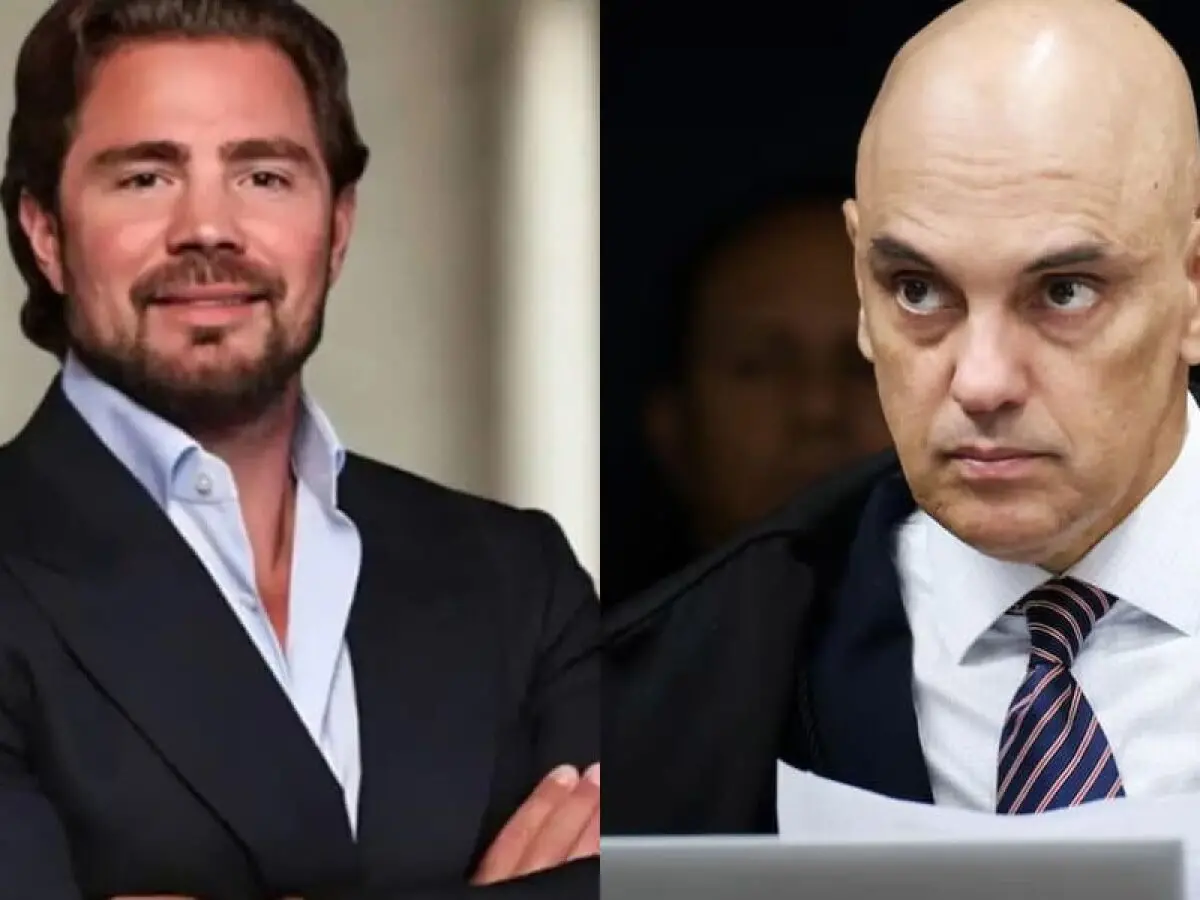 montagem de fotos de Daniel Vorcaro e Alexandre de Moraes.