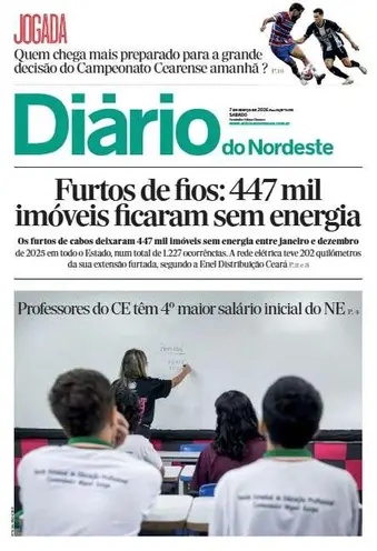 Capa da Edição do dia do jornal Diário do Nordeste