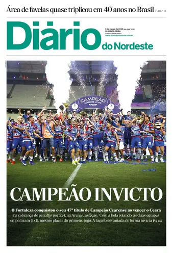 Capa da Edição do dia do jornal Diário do Nordeste