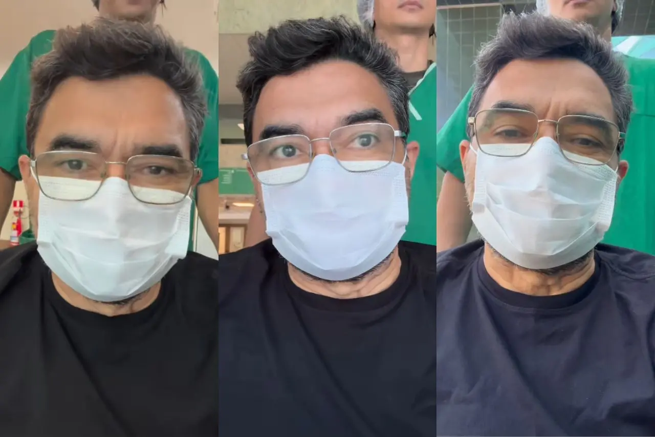 Fotomontagem com o deputado estadual Sargento Reginauro, após sair do hospital.