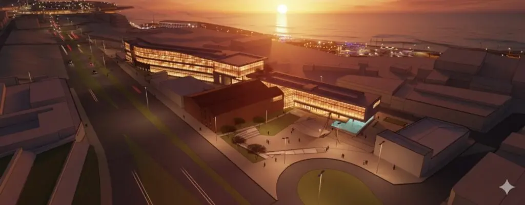 Projeção de como será a nova Câmara Municipal de Fortaleza, no Centro.