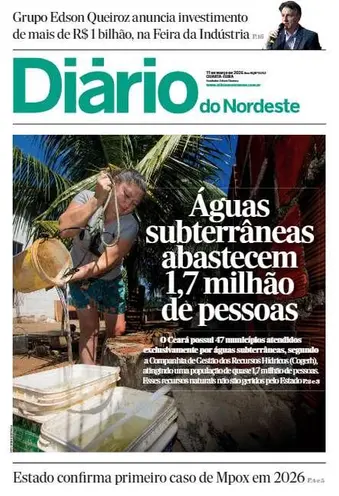 Capa da Edição do dia do jornal Diário do Nordeste