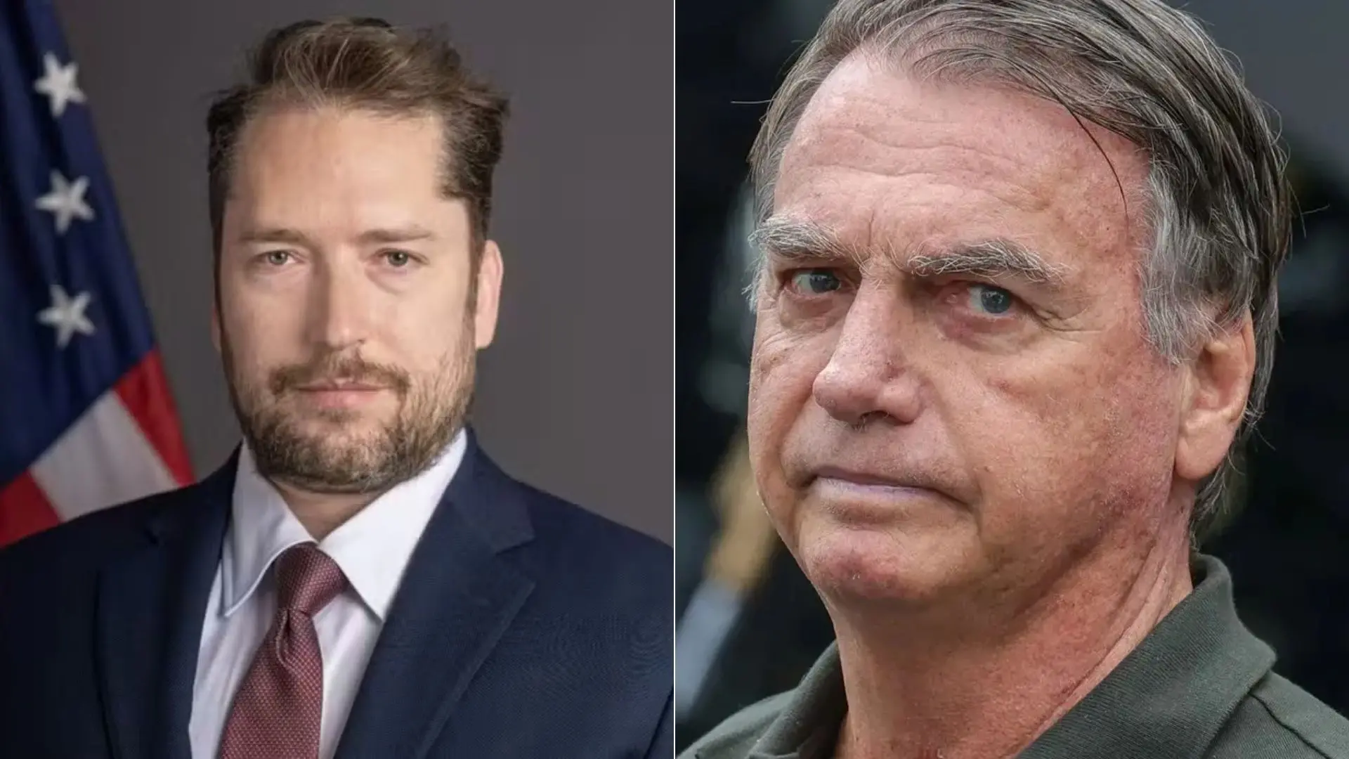 montagem de fotos de Jair Bolsonaro e do assessor sênior do governo Donald Trump, Darren Beattie.