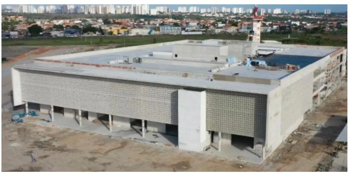 Imagem de drone da obra do ITA.