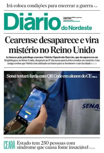Capa da Edição do dia do jornal Diário do Nordeste