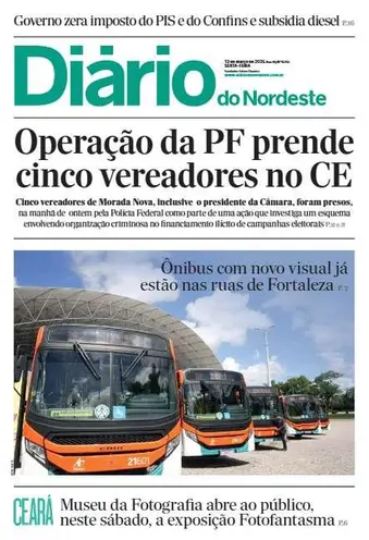 Capa da Edição do dia do jornal Diário do Nordeste