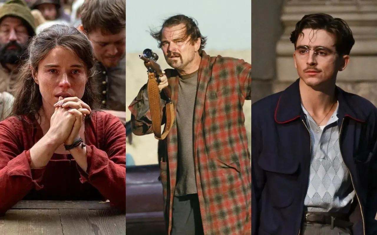 Imagem de filmes que estão concorrendo ao Oscar 2026, incluindo Hamnet, Marty Supreme e Uma Batalha após a Outra.