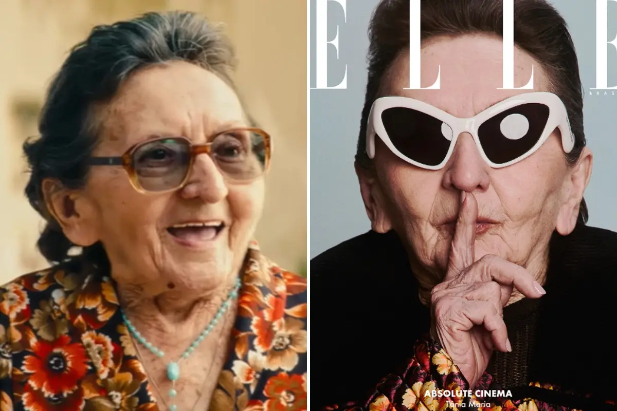 Imagem de Tânia Maria, atriz de O Agente Secreto, para matéria sobre capa da Elle.