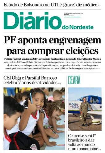 Capa da Edição do dia do jornal Diário do Nordeste