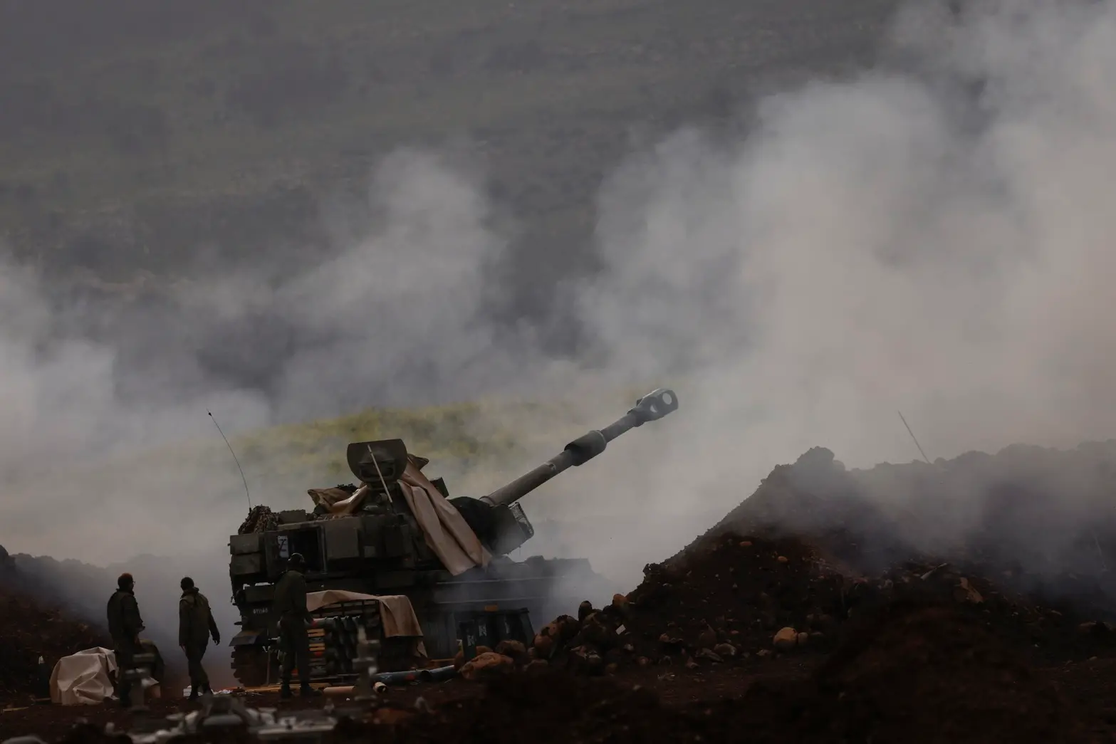 Unidade de artilharia israelense posicionada na Alta Galileia, no norte de Israel.