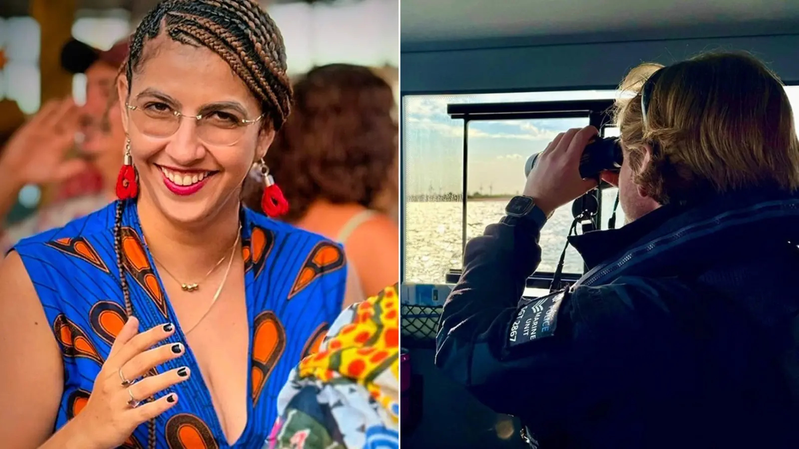 Familiares da psicóloga Vitória Figueiredo Barreto em buscas pelo mar.