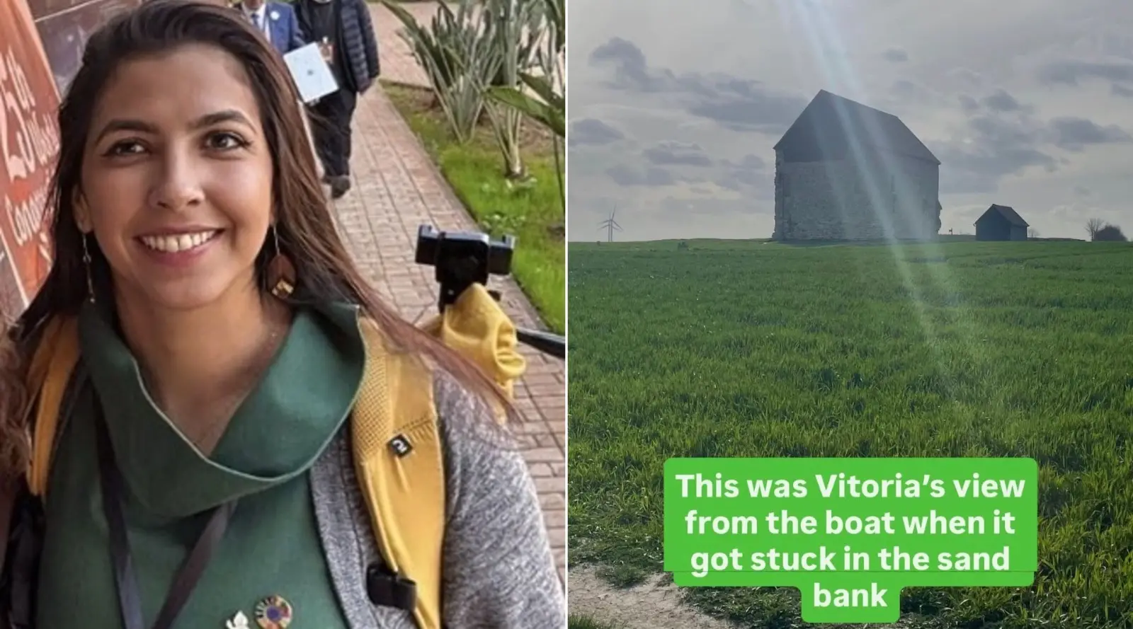 Montagem de fotos mostra Vitória à esquerda e a capela St Peter à direita.