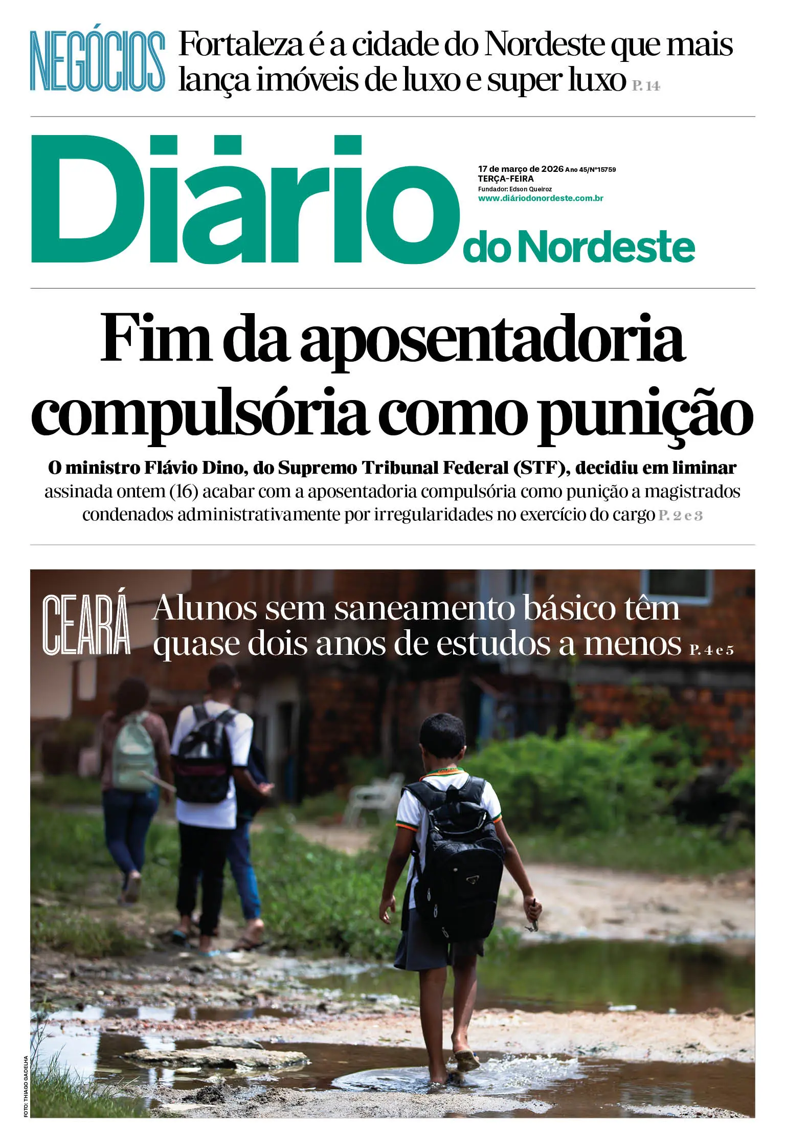 Capa da edição do dia