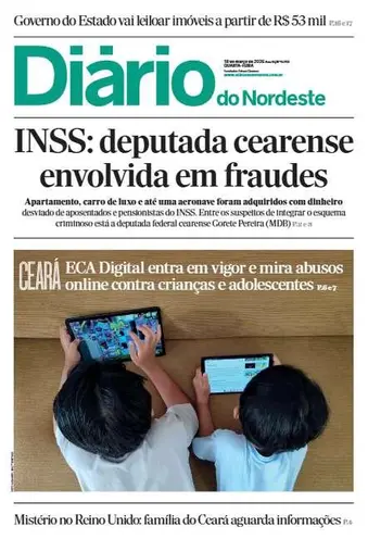Capa da Edição do dia do jornal Diário do Nordeste