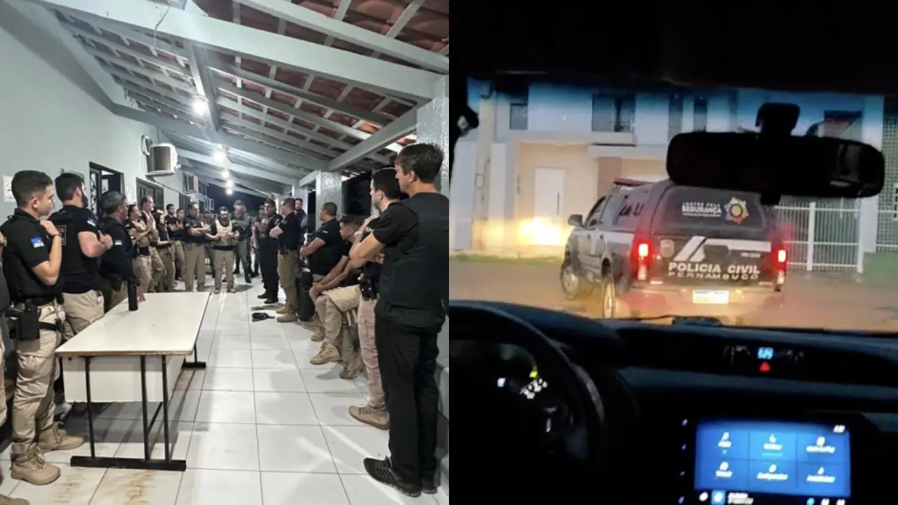 Policiais em preparação contra grupo especializado em fraudes contra concursos.