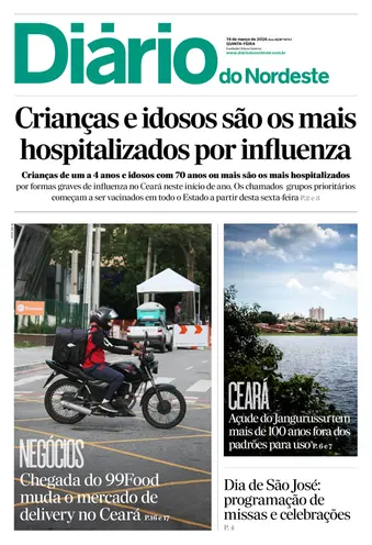 Capa da Edição do dia do jornal Diário do Nordeste