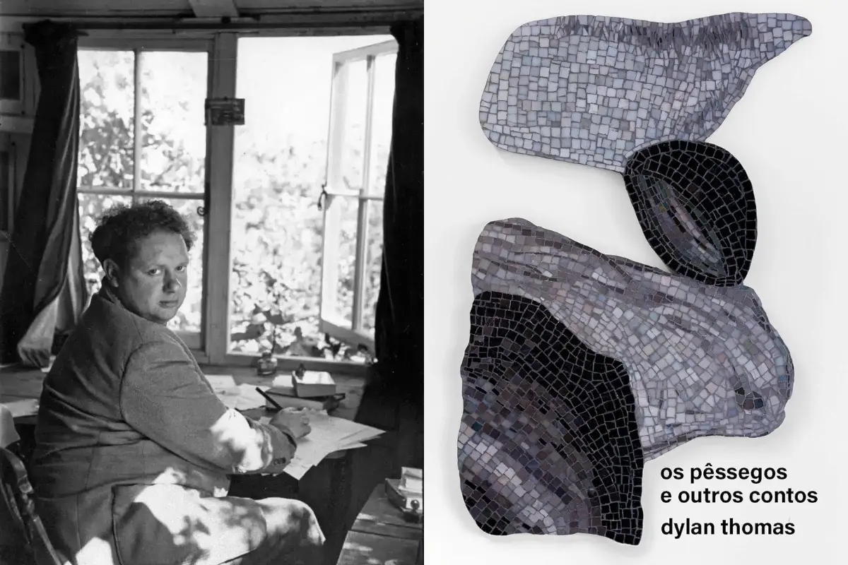 Foto do autor Dylan Thomas para matéria sobre o livro Os pêssegos e outros contos.