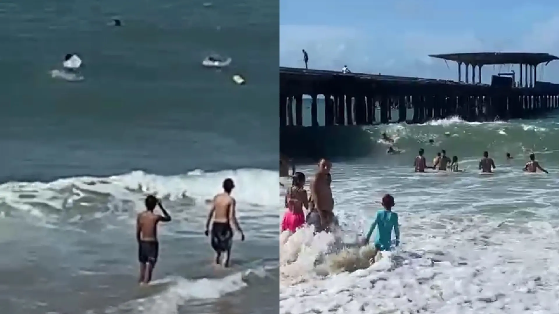 Imagens dos resgates em praia de fortaleza.