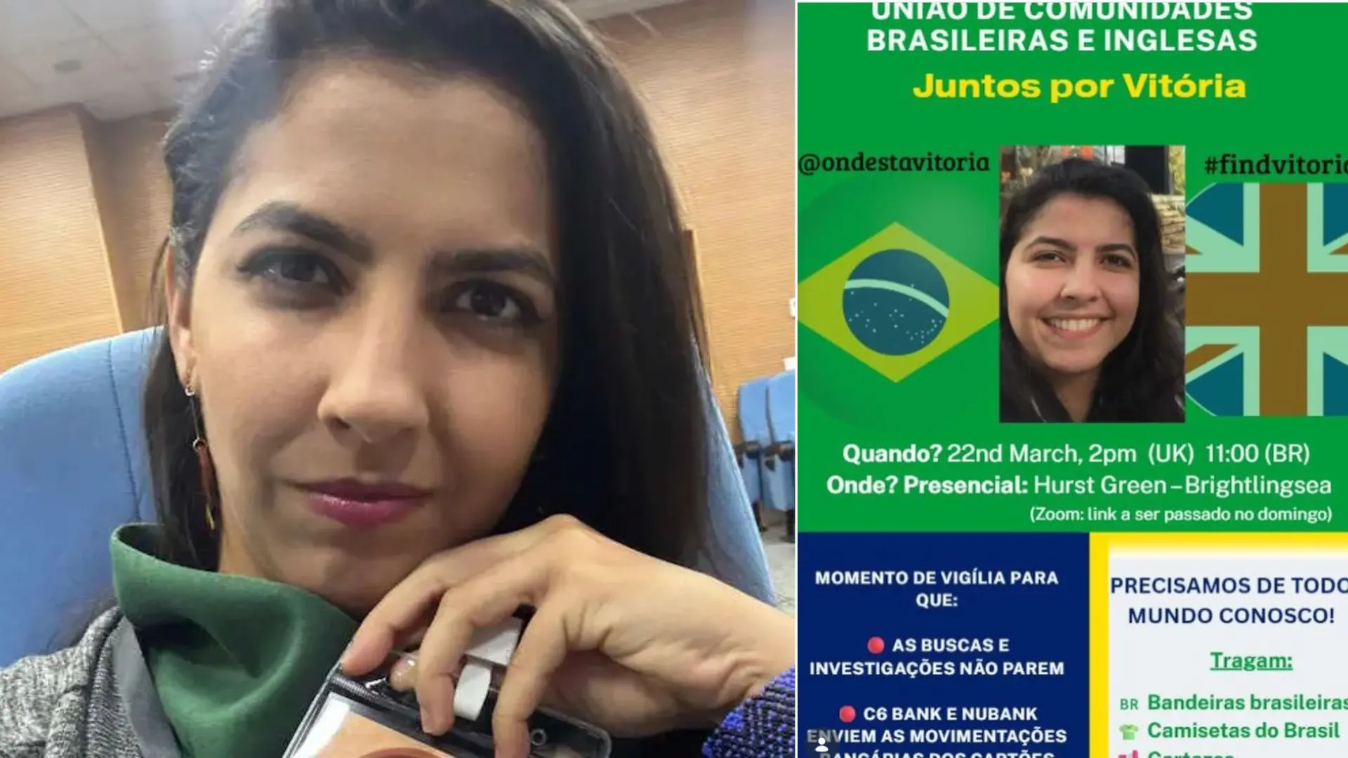 Foto de Vitória Figueiredo Barreto, que desapareceu no dia de 3 março, em Essex.