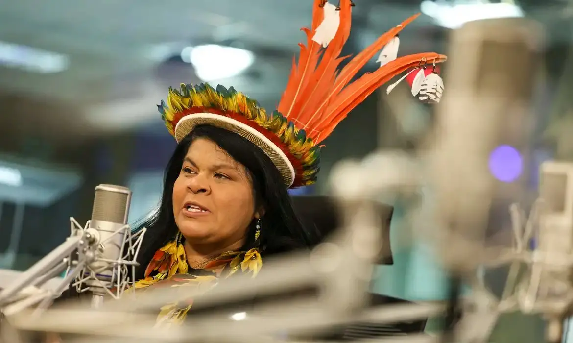 Foto da ministra Sônia Guajajara.