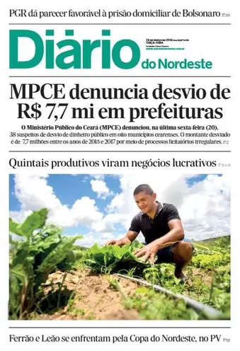 Capa da Edição do dia do jornal Diário do Nordeste