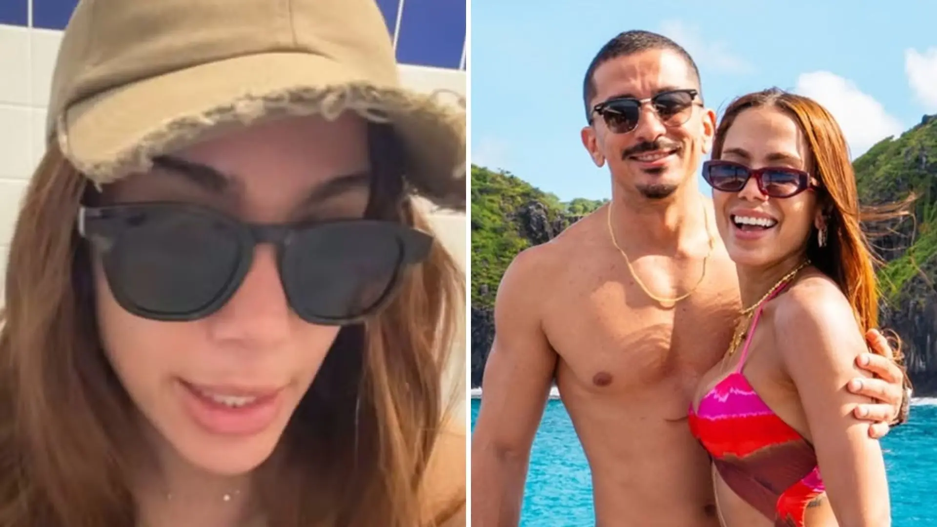 montagem de fotos de Anitta e do irmão, Renan Machado.