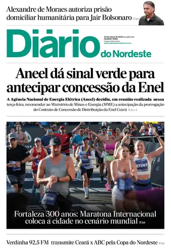 Capa da Edição do dia do jornal Diário do Nordeste