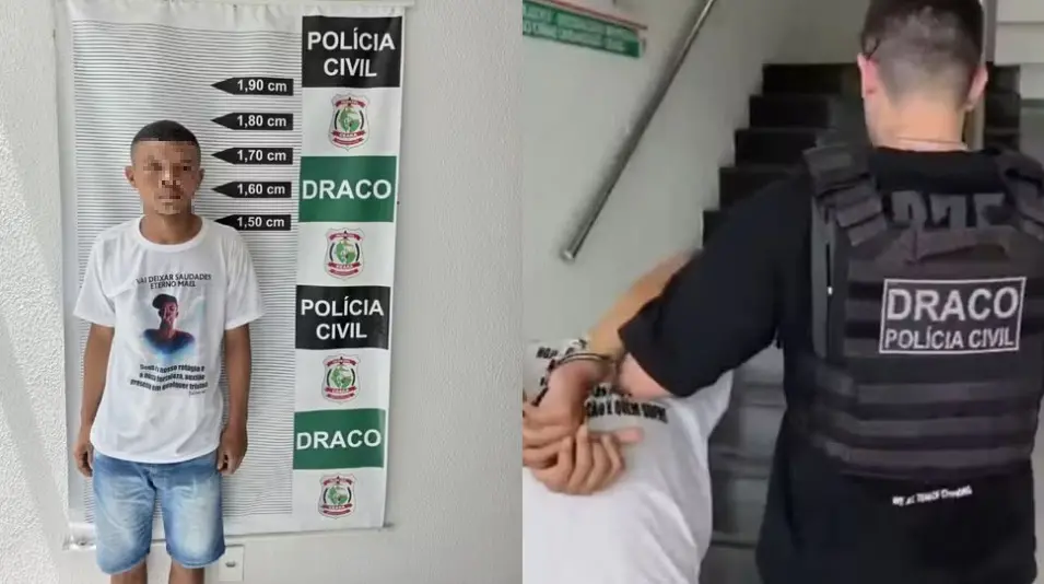 Foto de líder de organização criminosa carioca, com atuação no Vicente Pinzón, preso em operação policial.