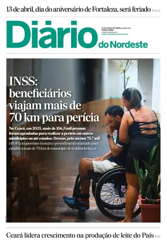 Capa da Edição do dia do jornal Diário do Nordeste