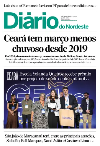 Capa da Edição do dia do jornal Diário do Nordeste