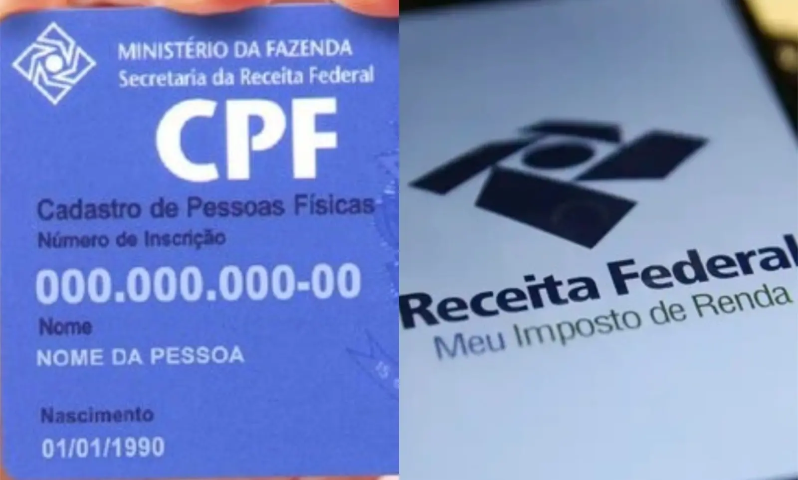 Foto que contém CPF e Imposto de Renda.