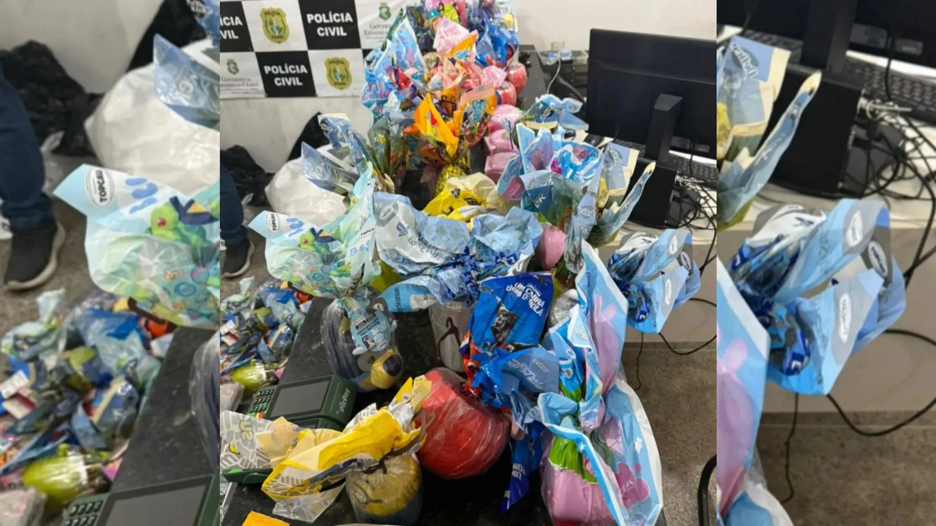 Foto do momento da prisão dos suspeitos.