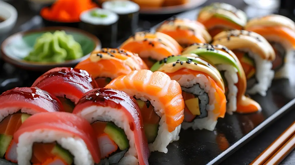 Peças de sushi.