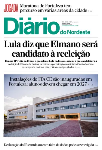 Capa da Edição do dia do jornal Diário do Nordeste