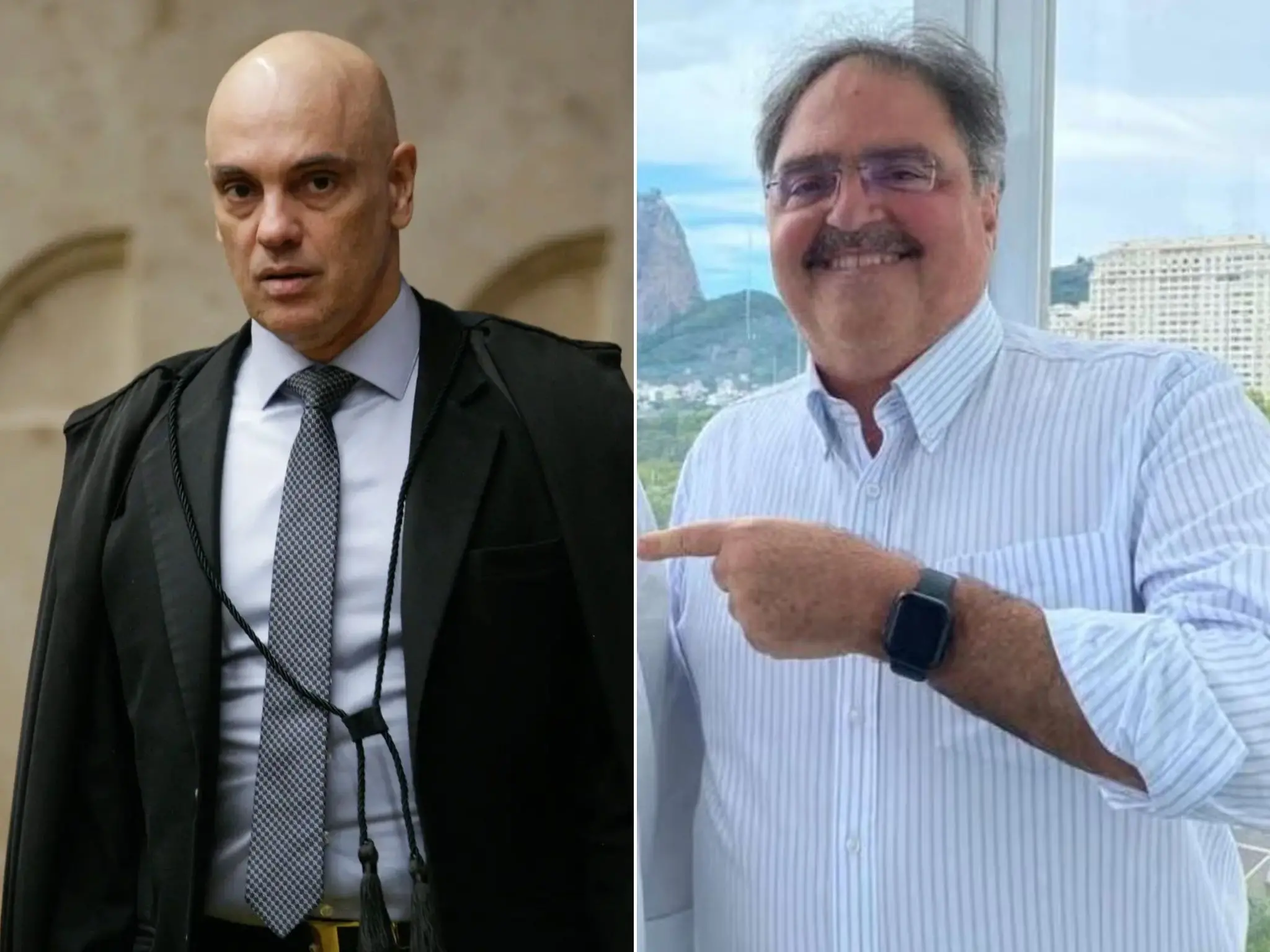 Fotos do ministro Alexandre de Morares e empresário Marcelo Conde.