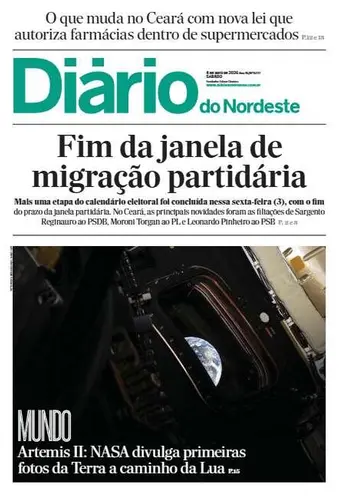 Capa da Edição do dia do jornal Diário do Nordeste