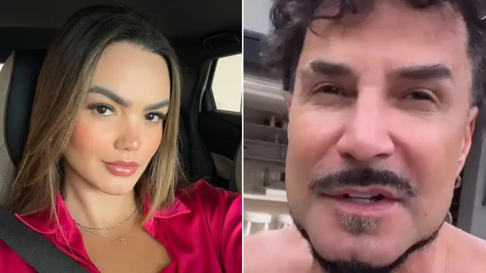 Montagem de fotos do cantor Latino e de sua filha com Kelly Key, Suzanna Freitas.