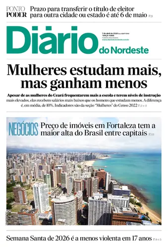 Capa da Edição do dia do jornal Diário do Nordeste