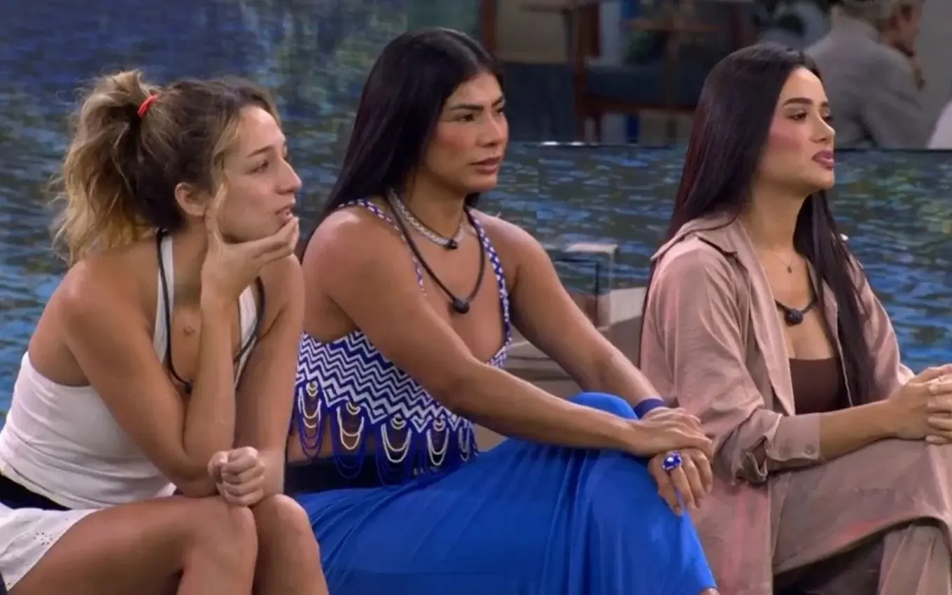 foto de Samria, Marciele e Jordana durante Sincerão do BBB 26.