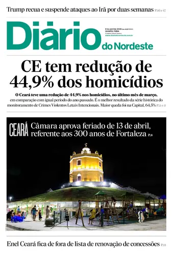 Capa da Edição do dia do jornal Diário do Nordeste